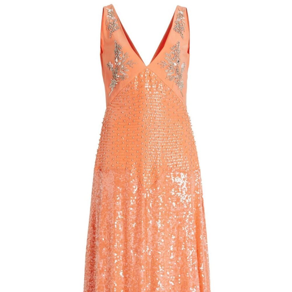 ERDEM DICENTRA EMBELLISHED SEQUIN SLIP DRESS